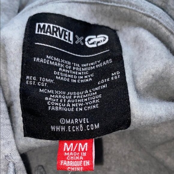Ecko Unlimited Marvel Full Send Hoodie Sweatshirt Gray Mix Men's Size Medium - Picture 5 of 12